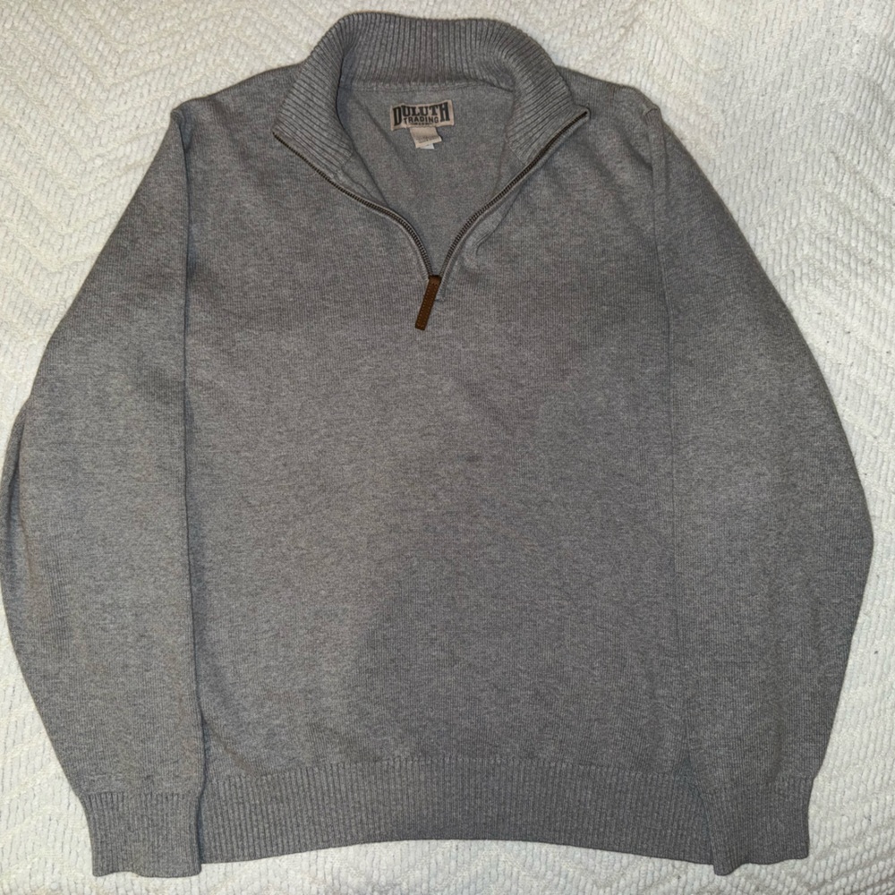 Duluth Trading Co. Strongarm Quarter Zip Sweater Men’s XL Gray 94273 - EUC